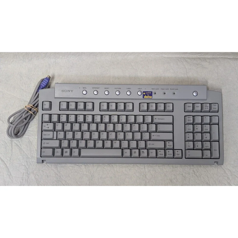 Vintage Very Good Condition Sony VAIO PS2 Wired QWERTY Computer Keyboard